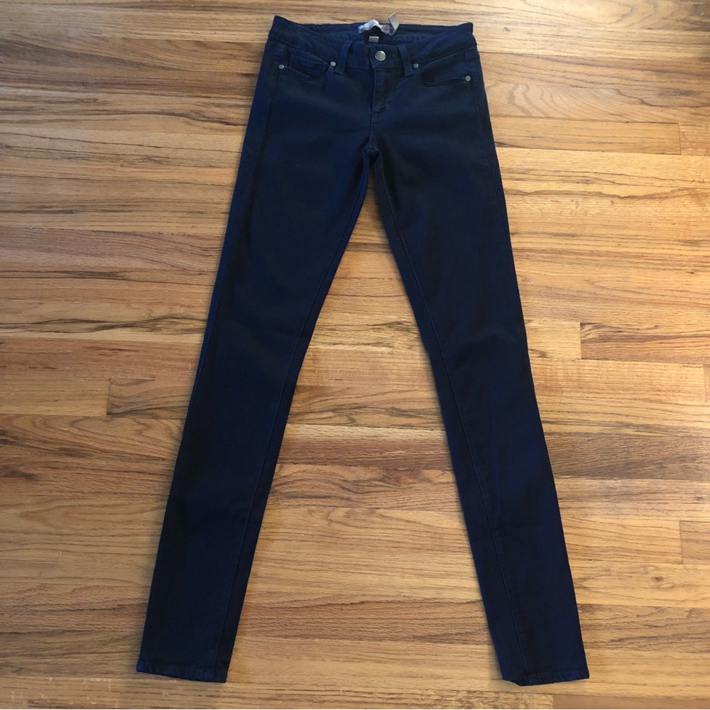 Paige Verdugo skinny low rise jeans jeggings dark inky clean blue size 25